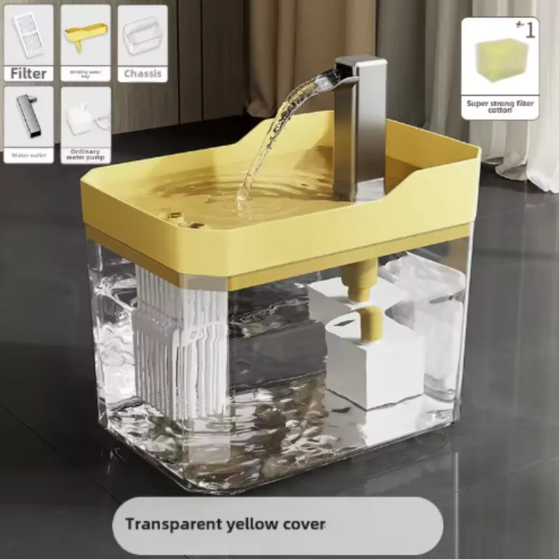 Fontaine à eau filtrante pour chat, silencieuse et automatique, conçue pour encourager une hydratation régulière au quotidien.