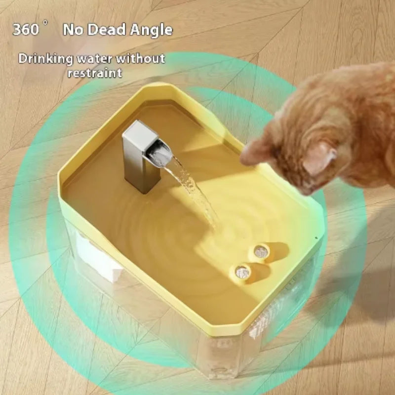 Fontaine à eau filtrante pour chat, silencieuse et automatique, conçue pour encourager une hydratation régulière au quotidien.