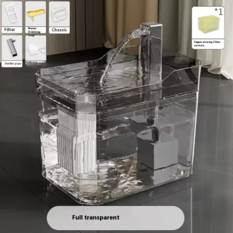 Fontaine à eau filtrante pour chat, silencieuse et automatique, conçue pour encourager une hydratation régulière au quotidien.